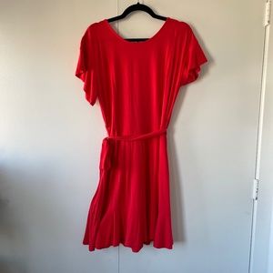 Red Loft Dress with Flutter Sleeve